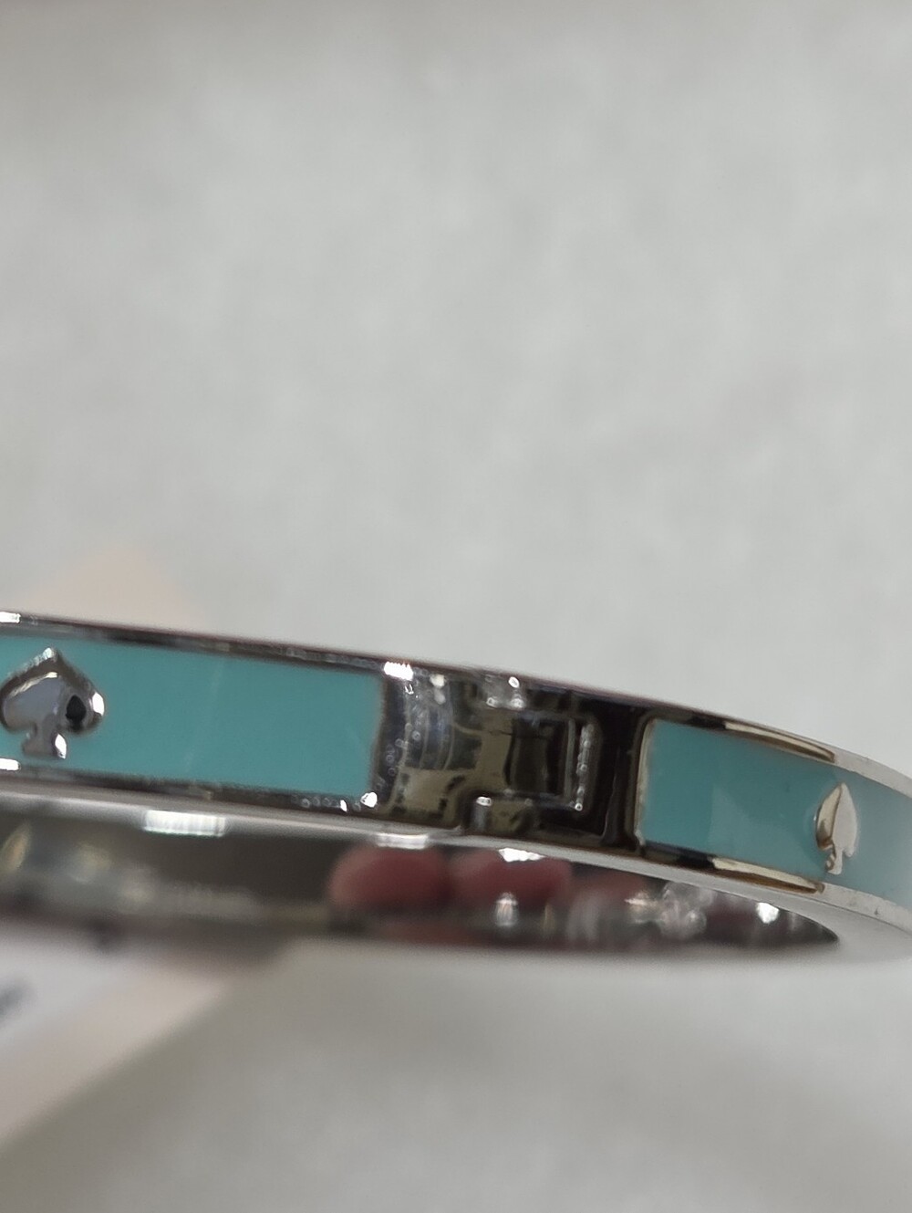 Kate Spade Blue Glow Spot The Spade Enamel Hinged Bangle - Picture 8 of 9